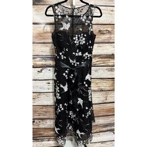 Rickie Freeman Teri Jon Women's Sleeveless Bird Beaded Midi Dress Sz 8 *read